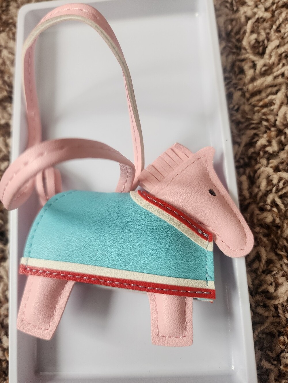 Kids Pink & Turquoise Horse Charm #31